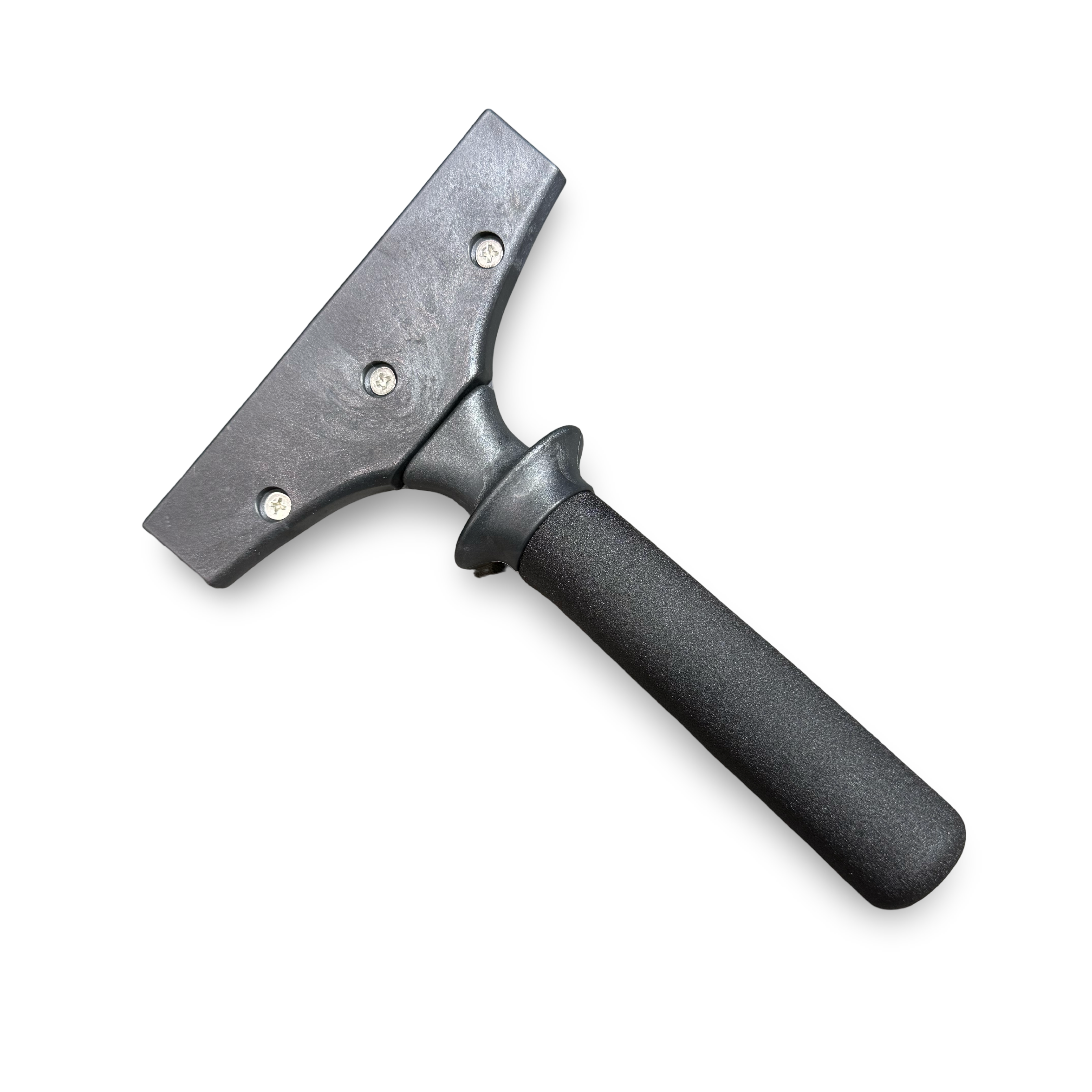 Black squeegee with a handle on a white background