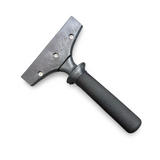 Black squeegee with a handle on a white background